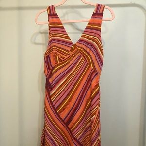 Colorful striped V-neck tank dress
